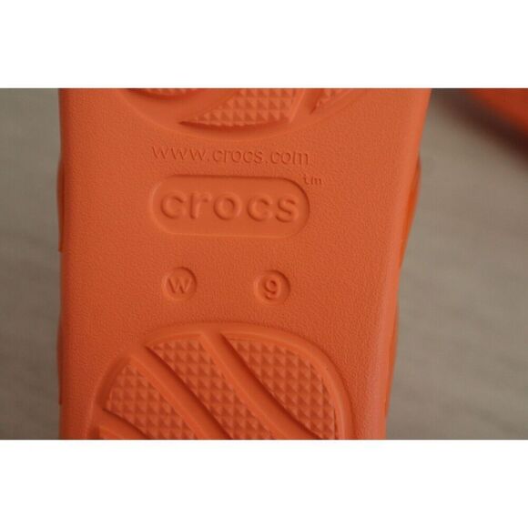 Crocs 208537-83I Women's Sz 9 Persimmon Orange Splash Glossy Strappy Slides - Picture 9 of 10